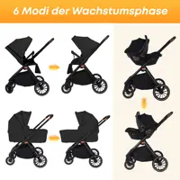 Poussette bébé 3 en 1, combinaison Isofix, systèmes de voyage avec siège bébé, taille I, nacelle, siège auto pliable et réglable 3