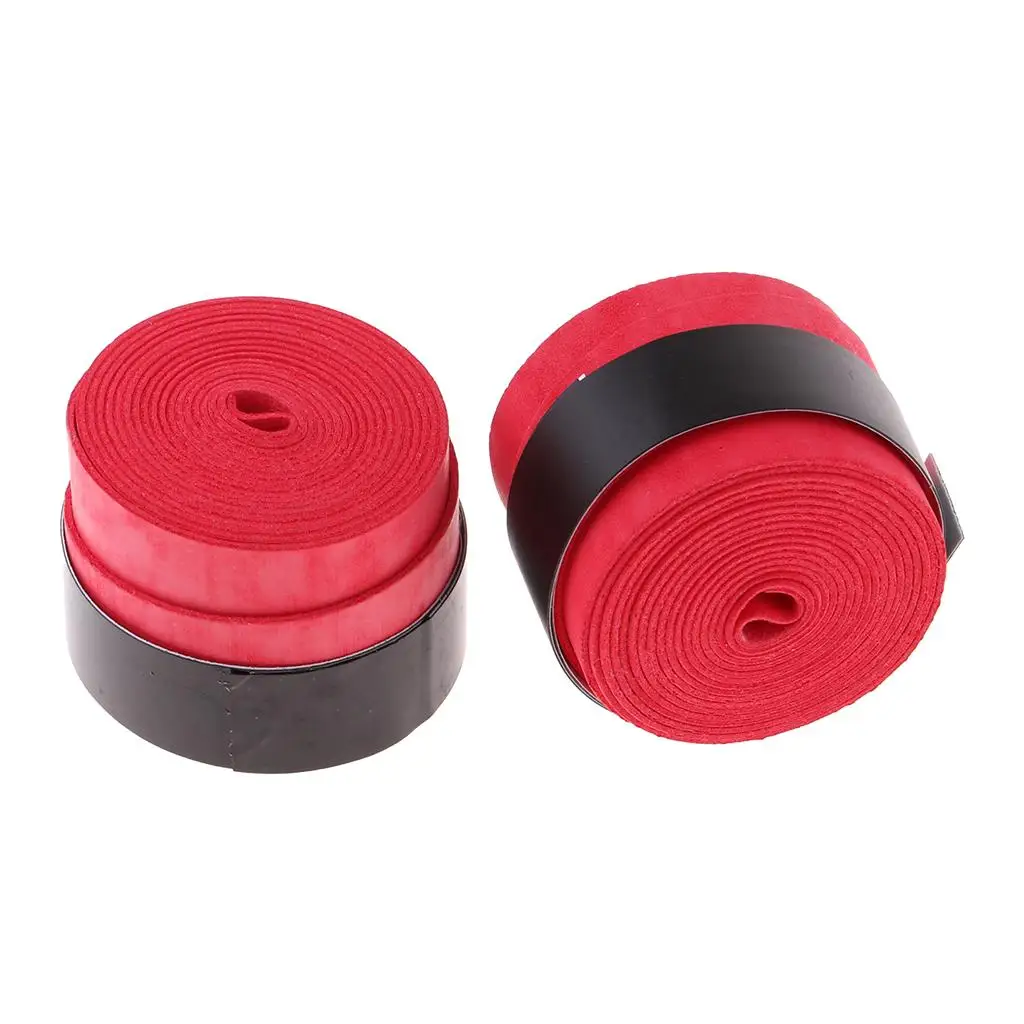 2xAnti-slip Racket Grip Overgrips Racquet Sweatband Tape Red