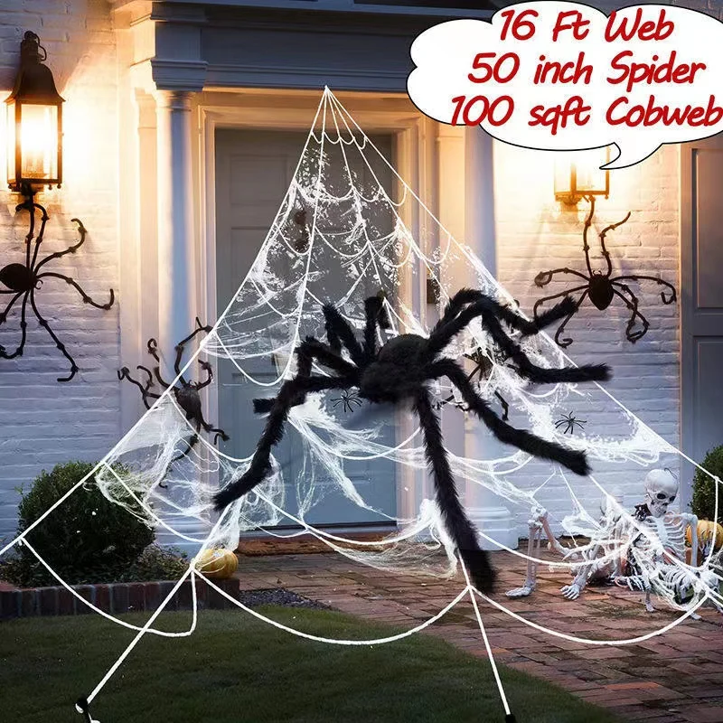 

150/250cm Black White Halloween Spider Web Giant Stretchy Cobweb For Home Bar Decor Haunted House Halloween Party Decoration