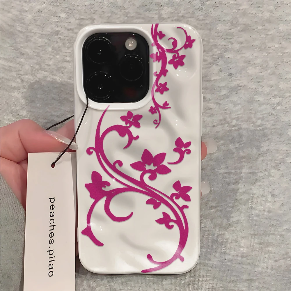 รูปสินค้า เคสซิลิโคนลายดอกไม้สีชมพู ปกป้อง iPhone ได้ทุกรุ่น