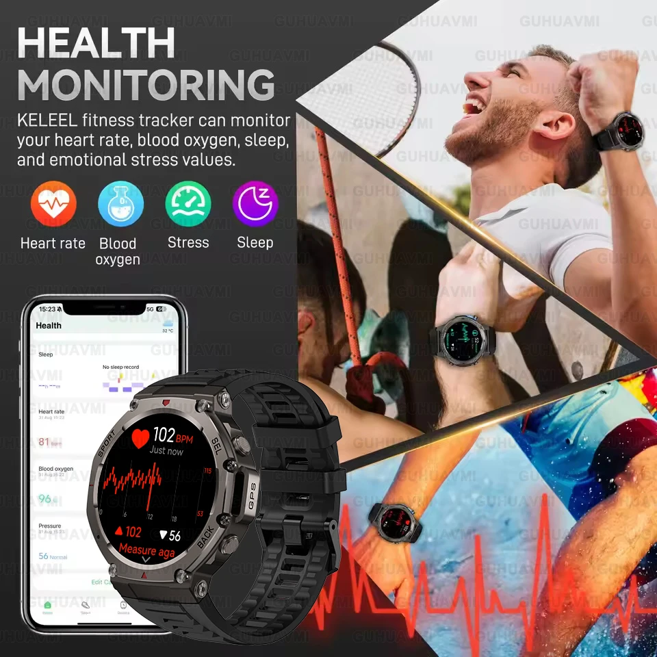 2026 New T-REX 3 Dual-Band GPS Military Smart Watch 48mm 10ATM Water-Resistant 540mAh Battery Compass Altimeter AGPS Smart Watch 6