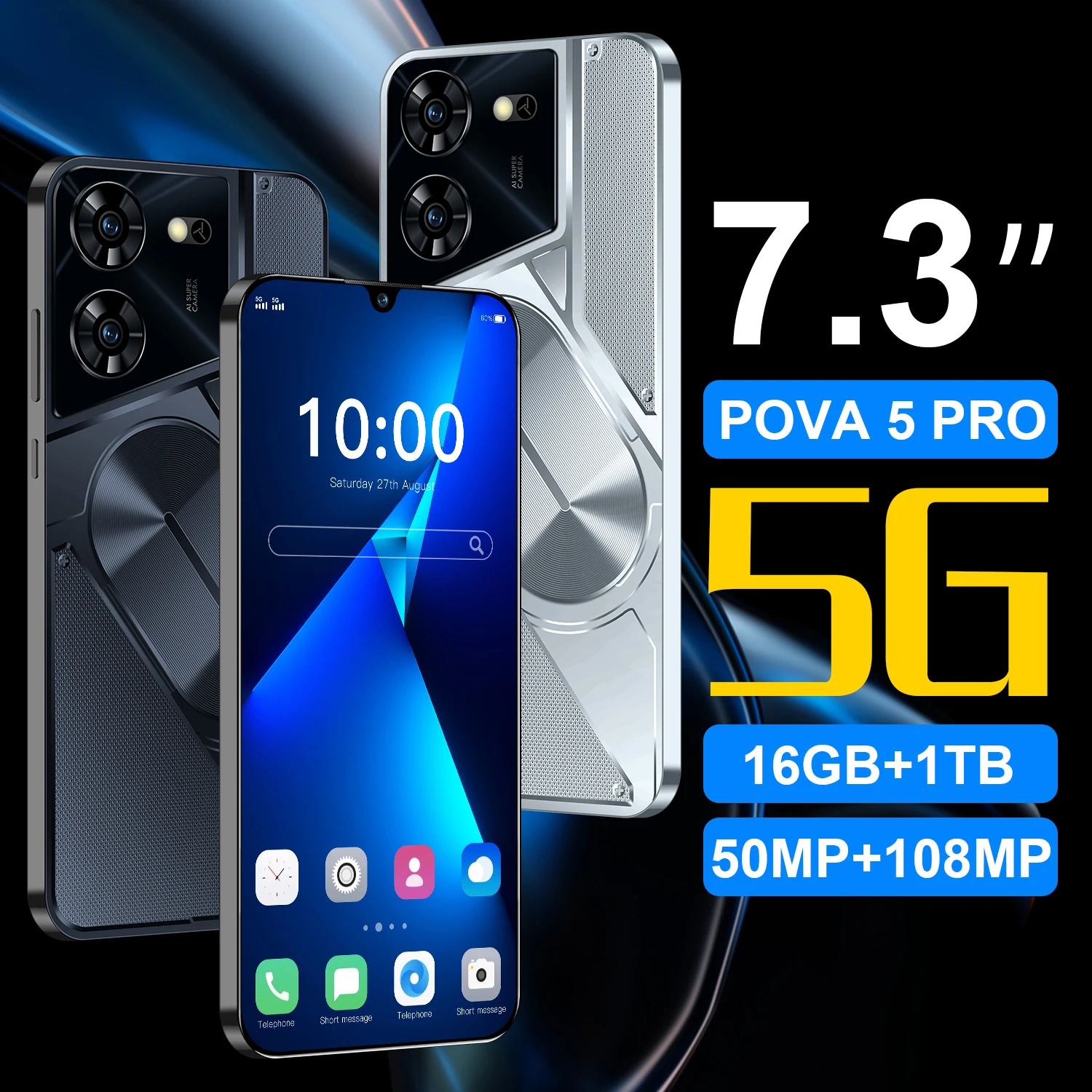 2024 글로벌 오리지널 포바 5 프로 스마트폰, 디멘시티 9300, 16G, 1TB, 6800mAh, 50MP, 108MP, 4G, 5G, 안드로이드 14 휴대폰, 신제품