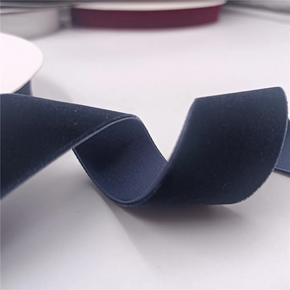 

25mm Single Face Navy Blue Velvet Ribbon for Handmade Gift Bouquet Wrapping Party Decoration Christmas Inelastic