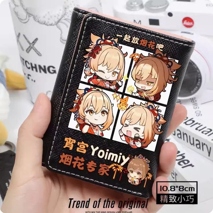 Anime Genshin Impact Yoimiya Fashion Wallet PU Purse Card Coin Hasp Money Bag Cosplay Gift B103