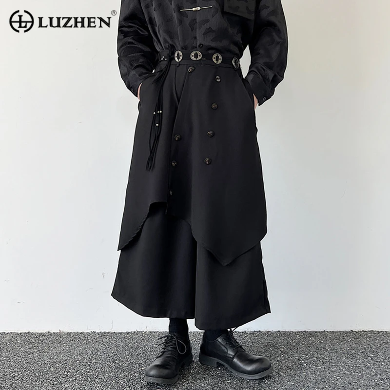 

Юбка в китайском стиле с изображением лошади LUZHEN, нестандартный нишевой дизайн, Мешковатые повседневные брюки, модная свободная уличная одежда оверсайз E6f9e6