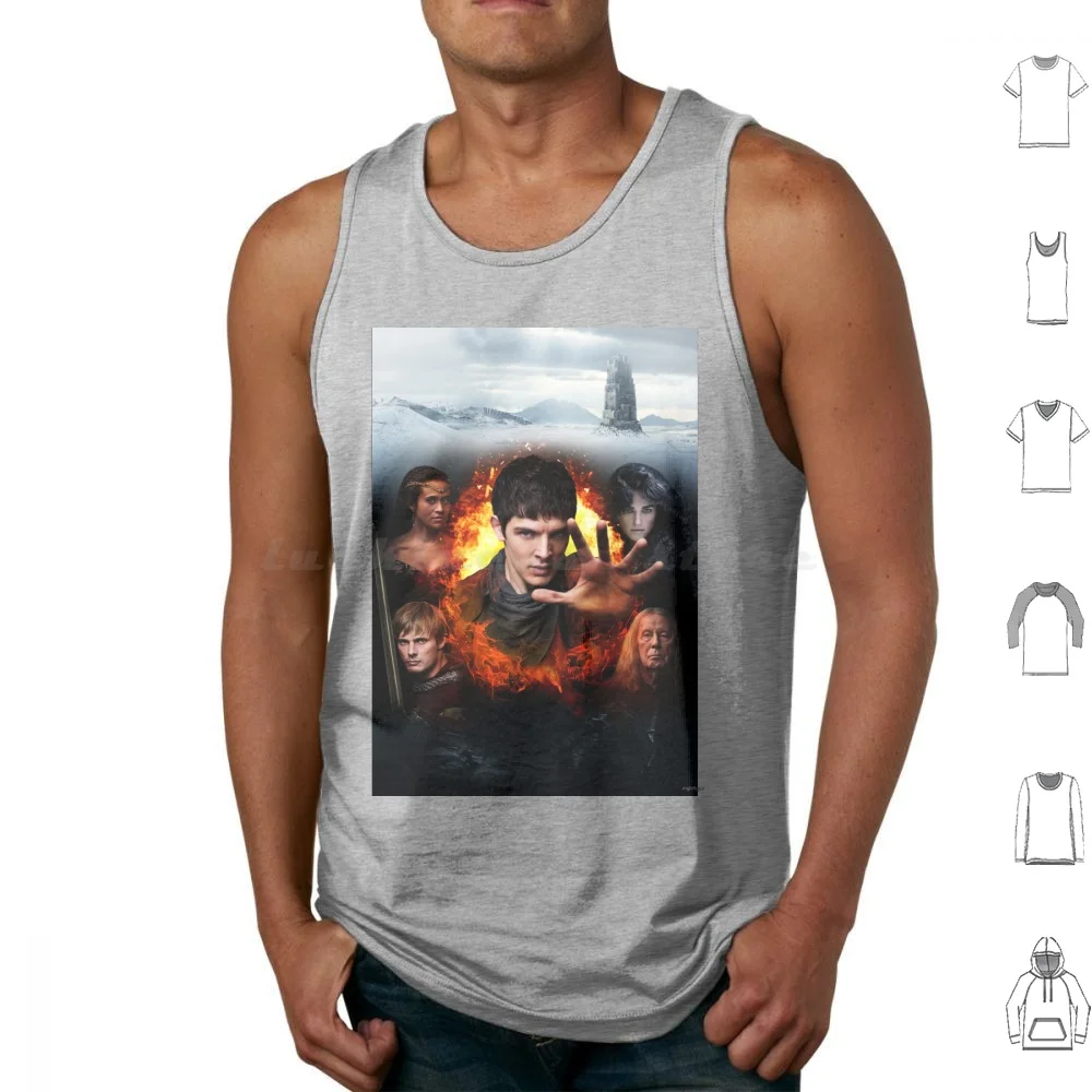 Merlin Cast-Season 5 Canotte In Cotone Stampato Merlin Merlin Colin Morgan Arthur Pendragon Magic Bradley James Emrys Case