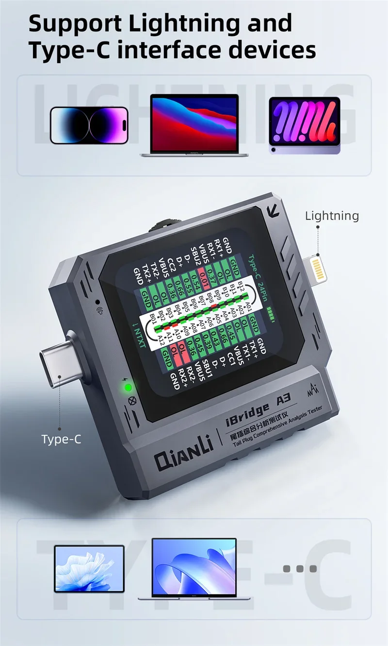iBridge A3 phone tail plug analysis detector with built-in power supply for Appl