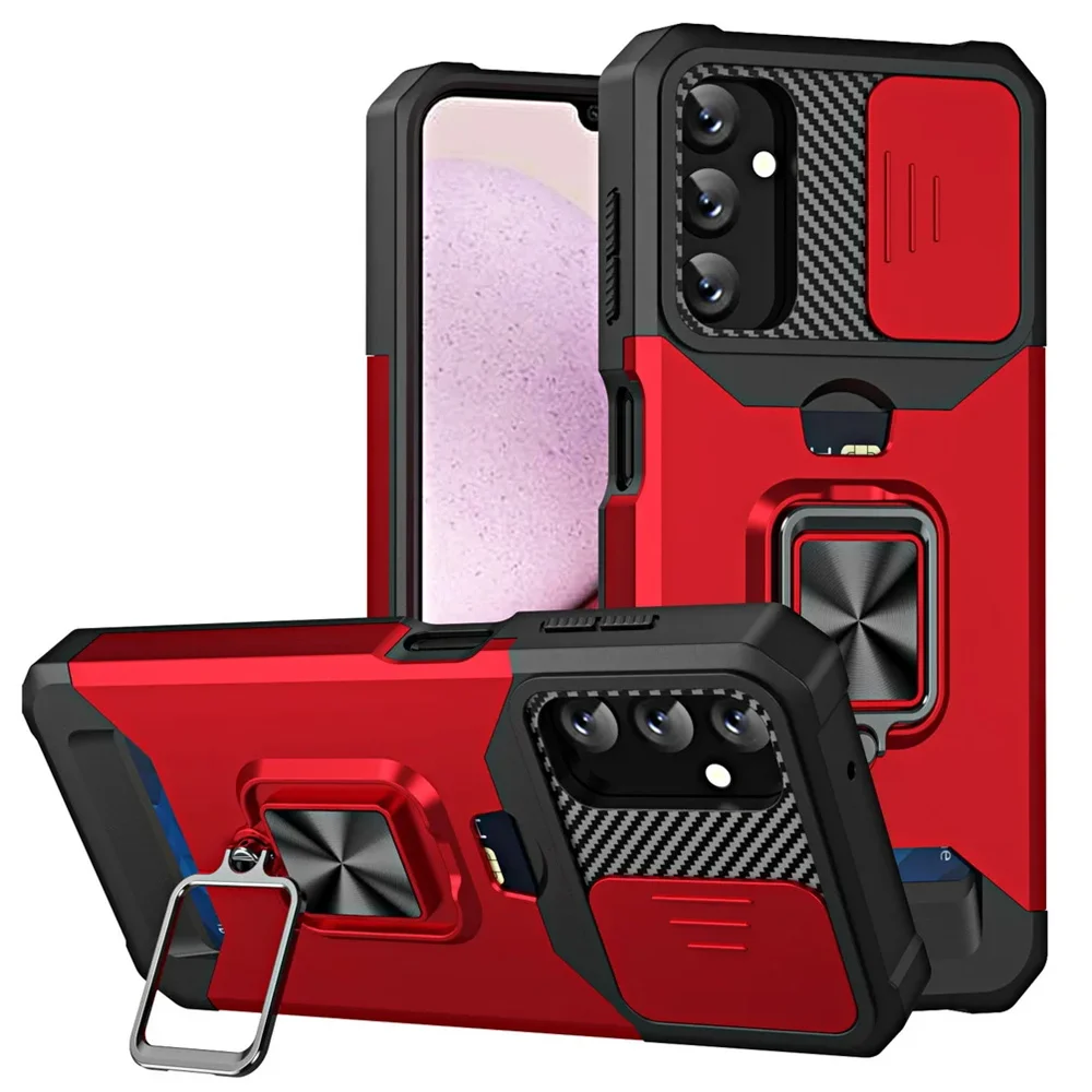 Shockproof Magnetic Card Slot Case with Holder and Cover