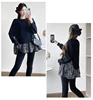 Plus Size Women's Hoodie for Spring Autumn Long Sleeve O-neck Plaid Ruffles Hem Patchwork Maternity A-line Sweatshirts Loose Top 6