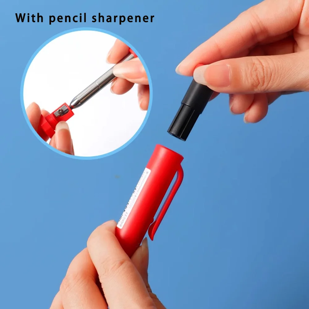 목수 기계식 펜슬, 목공 건축용 샤프너 포함, 긴 머리 목수 펜슬, 카와이 문구, 2.8mm