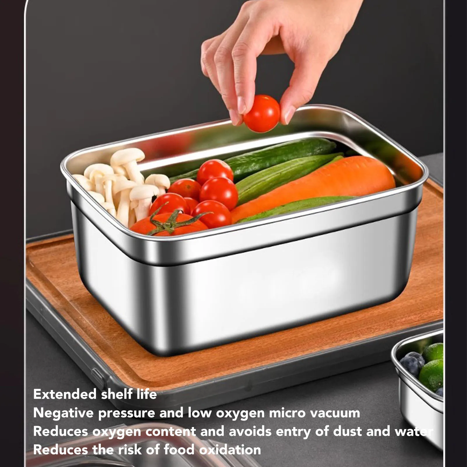 304 Stainless Steel Food Storage Container Metal Sealed Lunch Box with Handle for Home Refrigerator  Metal Food Container