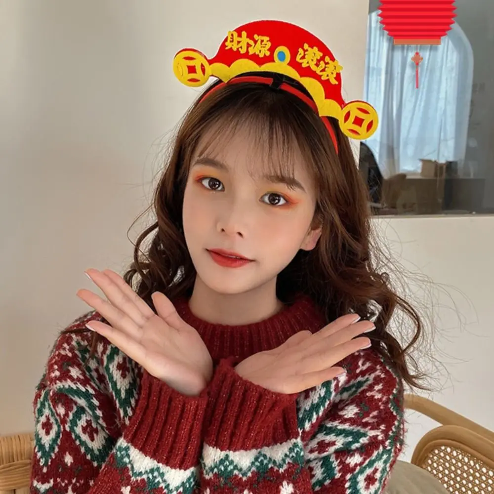 Red Hairband 2024 Happy New Year Headband Cartoon Chinese Style Dragon Headband Child Headwear New Year Mascot