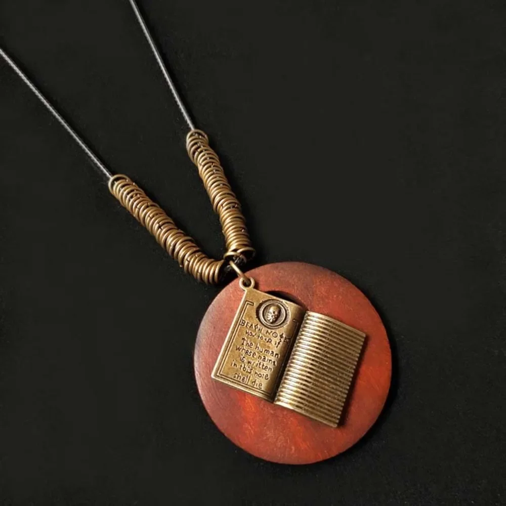 Vintage Wooden Owl Pendant Necklace - Ethnic Long Chain Jewelry