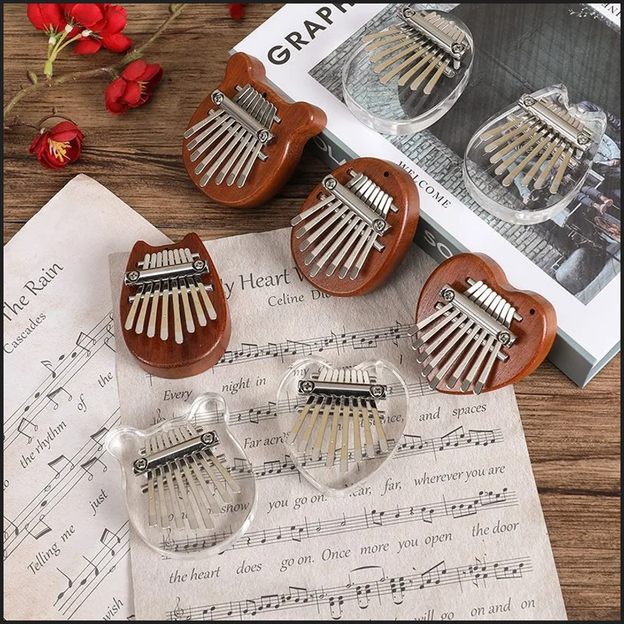 8-Tasten-Mini-Kalimba aus Holz, hochwertig, exquisit, Finger-Daumen-Klavier, Marimba, Musik, gutes Zubehör, Anhänger, Geschenk – Detail 7