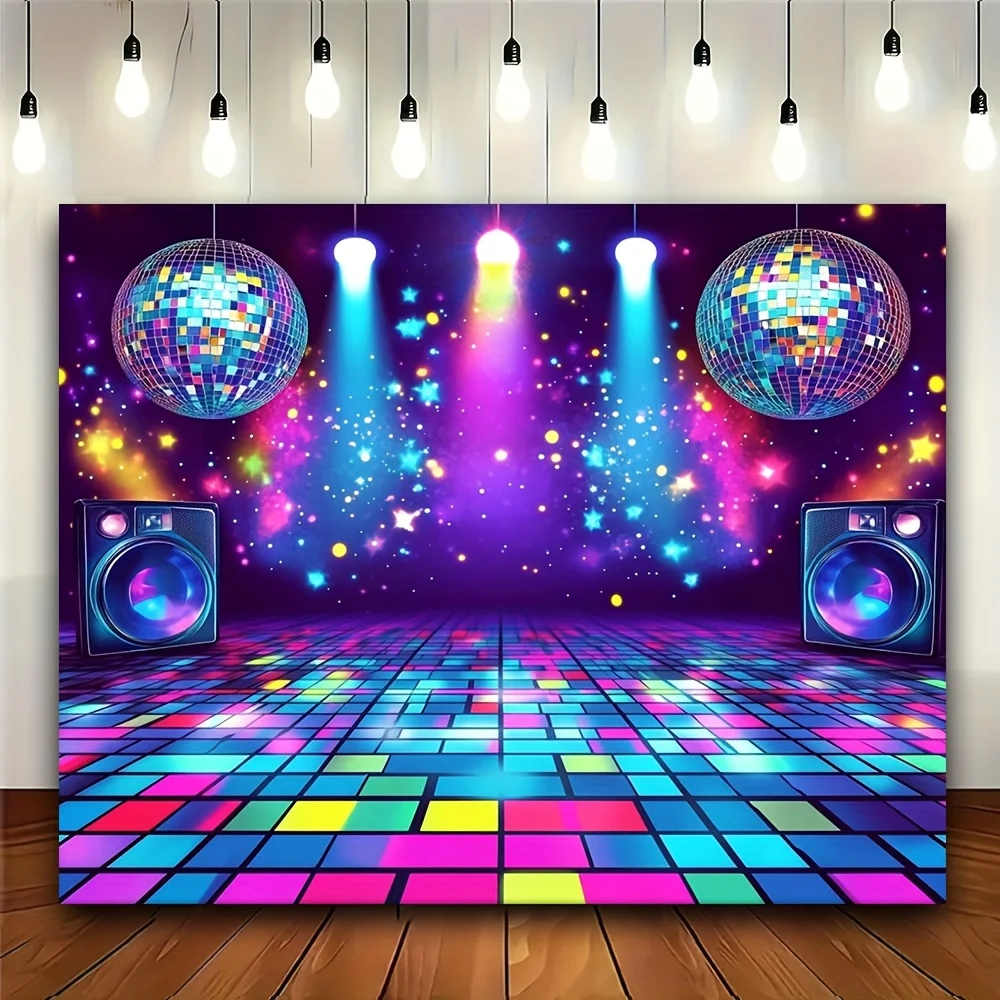 Ein Retro-Partyhintergrund mit 80er- und 90er-Jahre-Motiv – eine lebendige Disco-Tanzszene