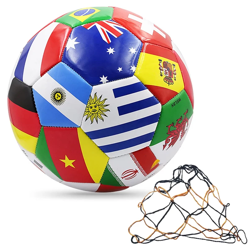Flag Printed Soccer Ball Official Size 5 Soccer Match Ball Outdoor Match Game Football Pvc 2.7Thickened Team Training Footy Ball 7