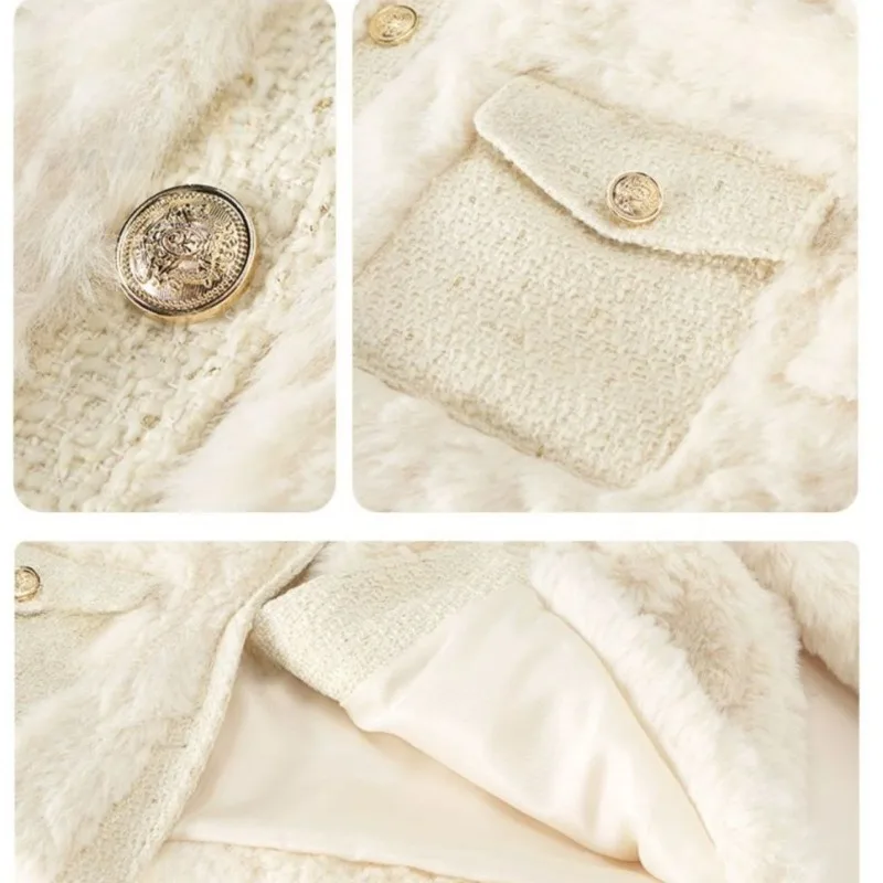 2023 Winter New Women Faux Fur Coat Loose Thicken Warm Short Outwear Temperament Round Collar Outcoat Casual All-match Jacket