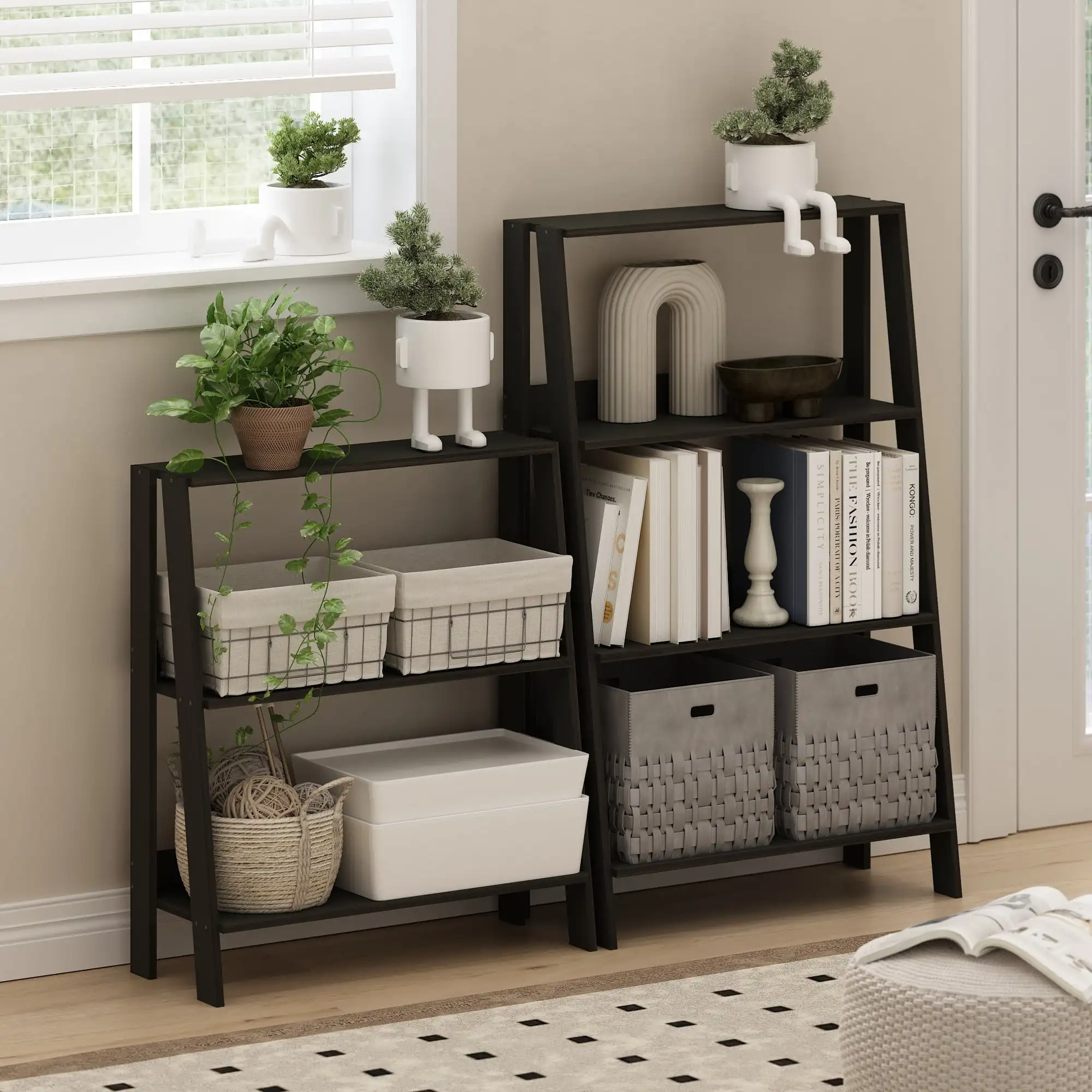 

Furinno Ladder Bookcase Display Shelf, 4-Tier, Espresso