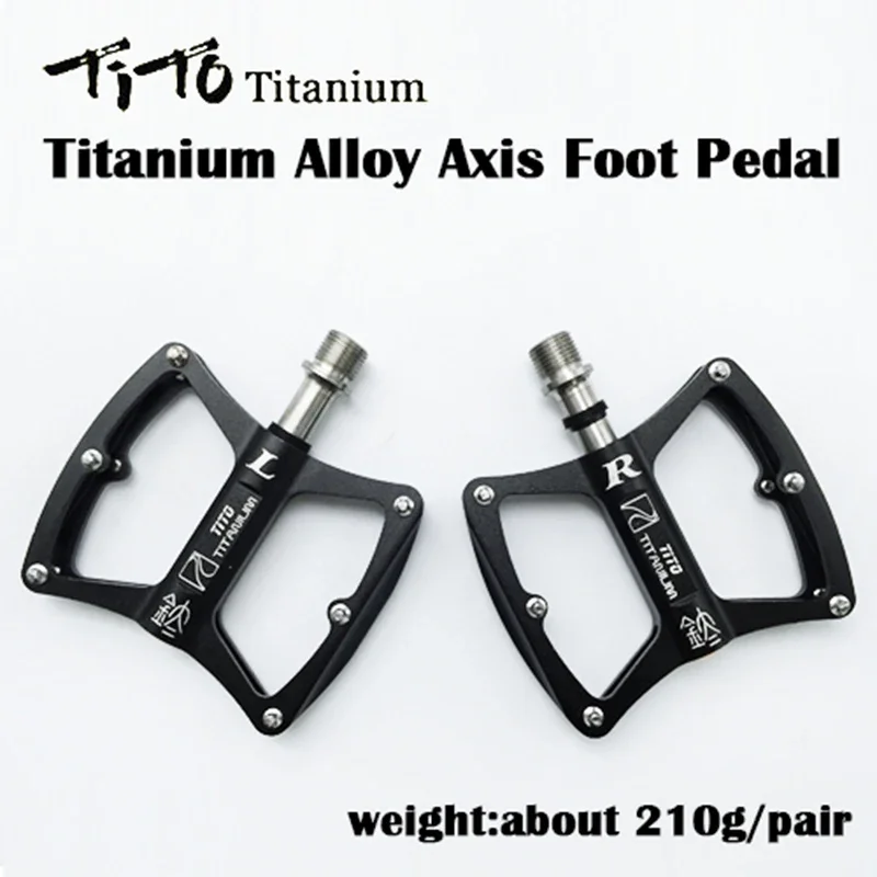 

Tito-Titanium Alloy MTB Road Bike Pedal, Ultralight, DU Bearing, Mountain Bicycle Platform, CNC 210G/A Pair, Bike Accessories