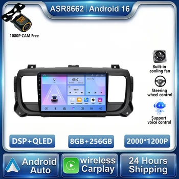 Autoradio Android 16 per Citroen Jumpy 3 SpaceTourer, Peugeot Expert 3, Toyota Proace 2016-2021 con Navigatore GPS