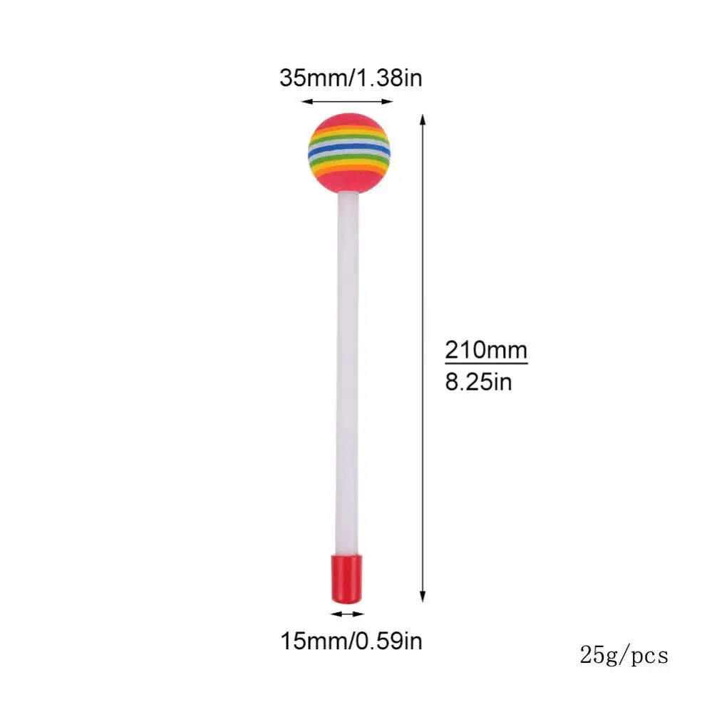 2 pieces Rainbow Foam Head Drum Mallets Music Education Drumstick for Snare / Bass / Toys Drum Xylophone,