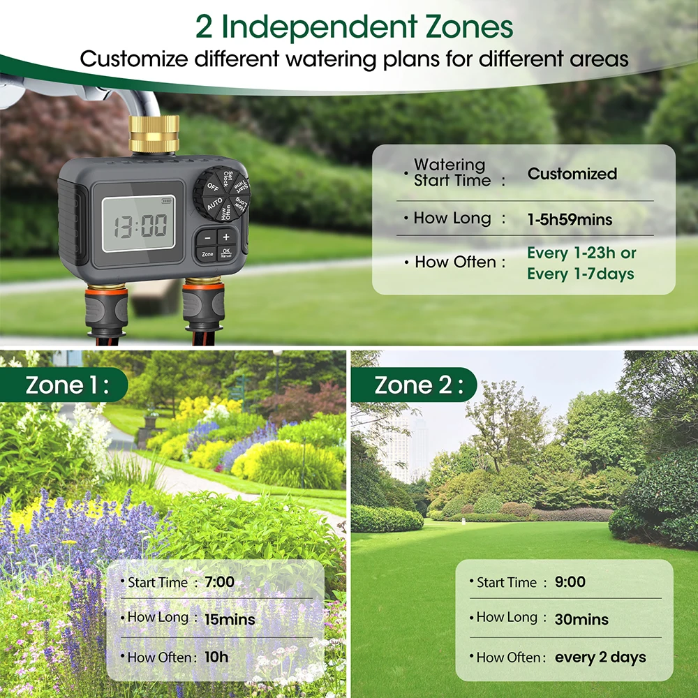 2 Zone Digital Water Timer Irrigation System