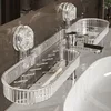 Bathroom Shelf Suction Cup Wall Mount Shower Shelf Over Faucet Sink Rack Shampoo Holder No Drill Drain Basket Bathroom Organizer 1