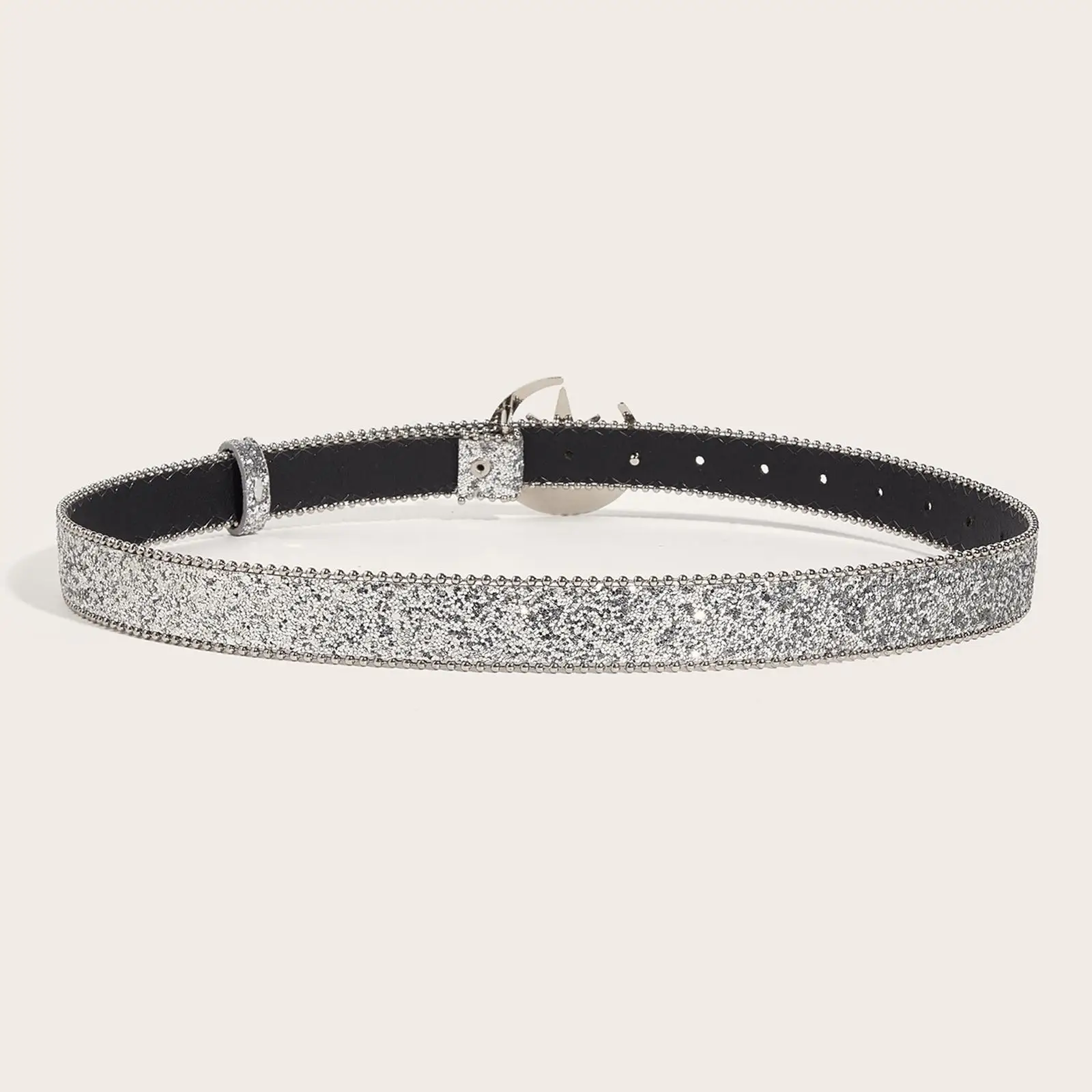 Women Rhinestone Belt Punk PU Leather Belt for Dress Lady Girls Trousers