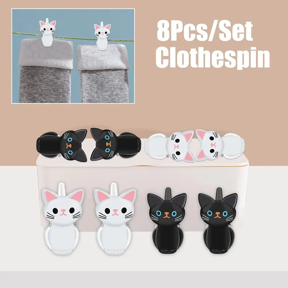Cute Cat Plastic Clips 8Pcs/Set desk organizer,storage organizer,bag organizer for Office Desk Organize And Store Household Clothespegs Clamp Snacks Sealing