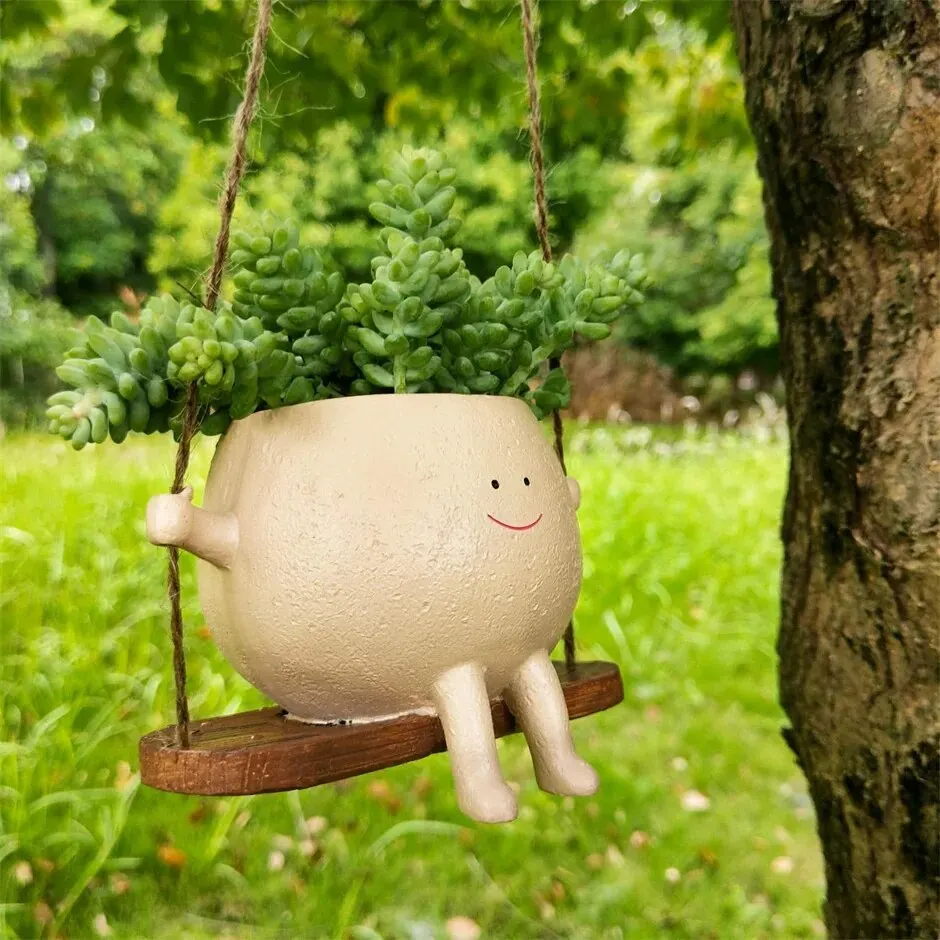 Flower Pot Swing Face Planter Pots Wall Hanging Planters Smile Face Resin Flower Pot for Flowers Big Succulent Plants Creative Pot flower pot,hydroponic flower pot,plant pot