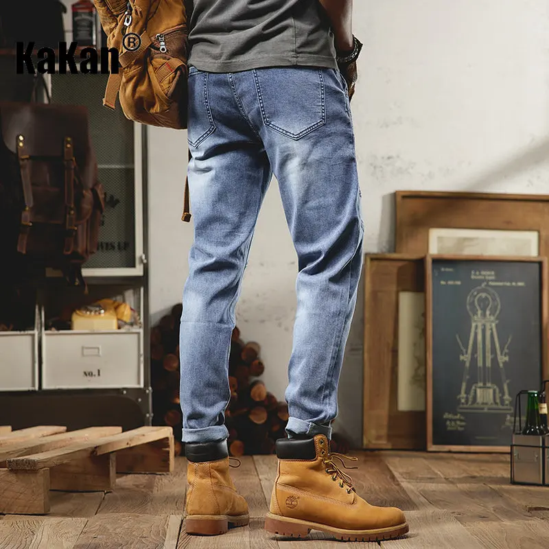 Kakan - European and American Spring/Summer New Vintage Jeans Men's Wear, Loose Elastic Harlan Small Leg Long Jeans K020-S6181