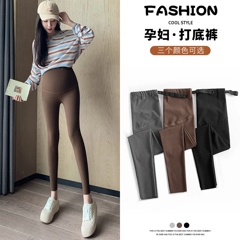 Waist Support Belly Seamless Vertical Stripe Nylon Legging Maternity Autumn Pencil Yoga Pants for Pregnant Women Pregnancy Youth