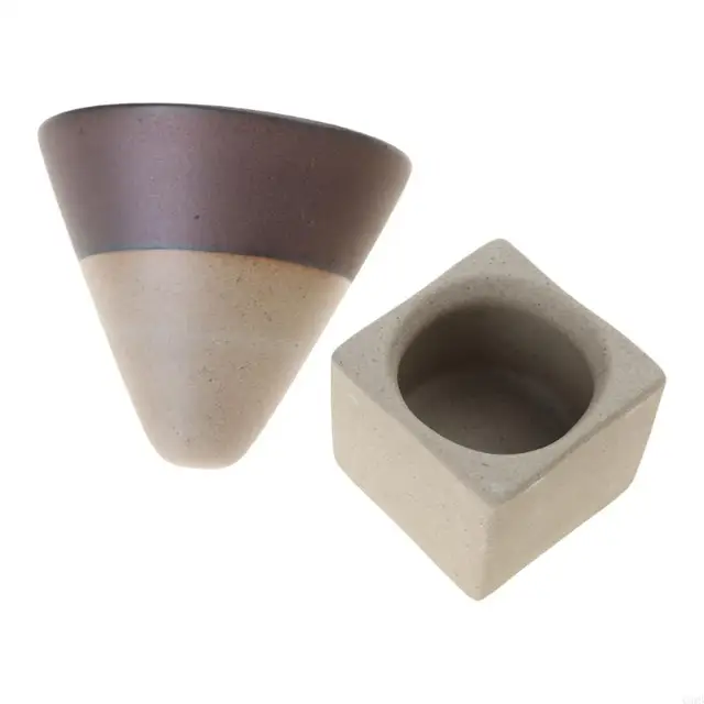 Q5WB Ceramic Coffee Mugs with Base 100ml Triangular Cone Porcelain-Cup Tea-Cup 3
