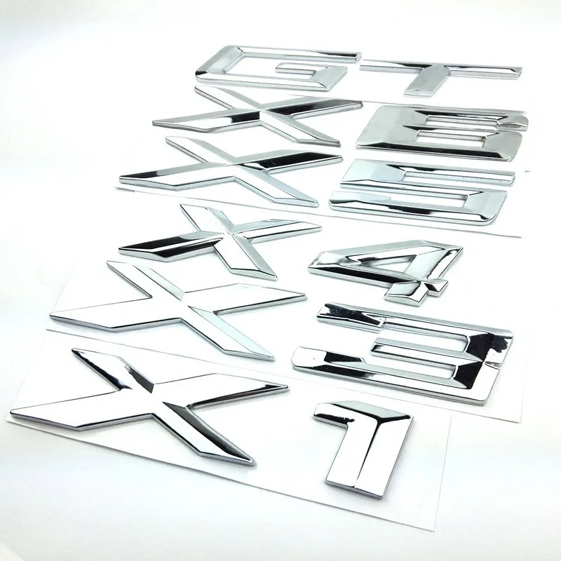 

3D ABS Silver Logo X1 X3 X4 X5 X6 GT Emblem Car Badge Trunk Decal For X1 X3 X4 X5 X6 GT Stikcer Accessories
