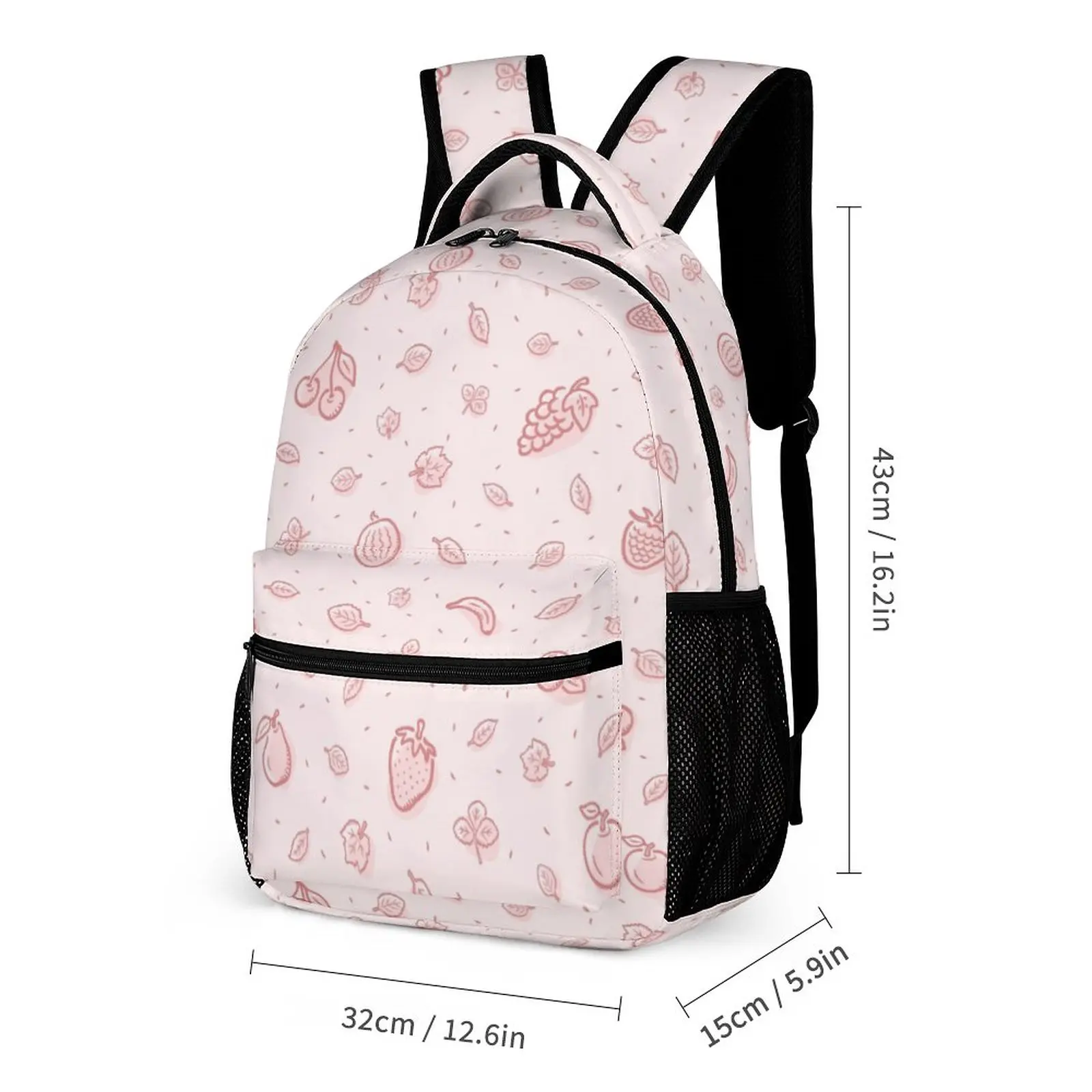 Customized PatternPink Small Print Schoolpack Large Capacity Pencil Case Leisure Travel Boys Girls Lightweight Backpack