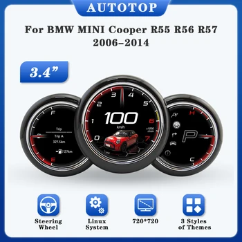 AUTOTOP-instrumento medidor de velocidad de 3,4 pulgadas para BMW MINI Cooper R55 R56 R57 2006-2014, Panel de tablero LCD automático, grupo Digital Linux Fual 1