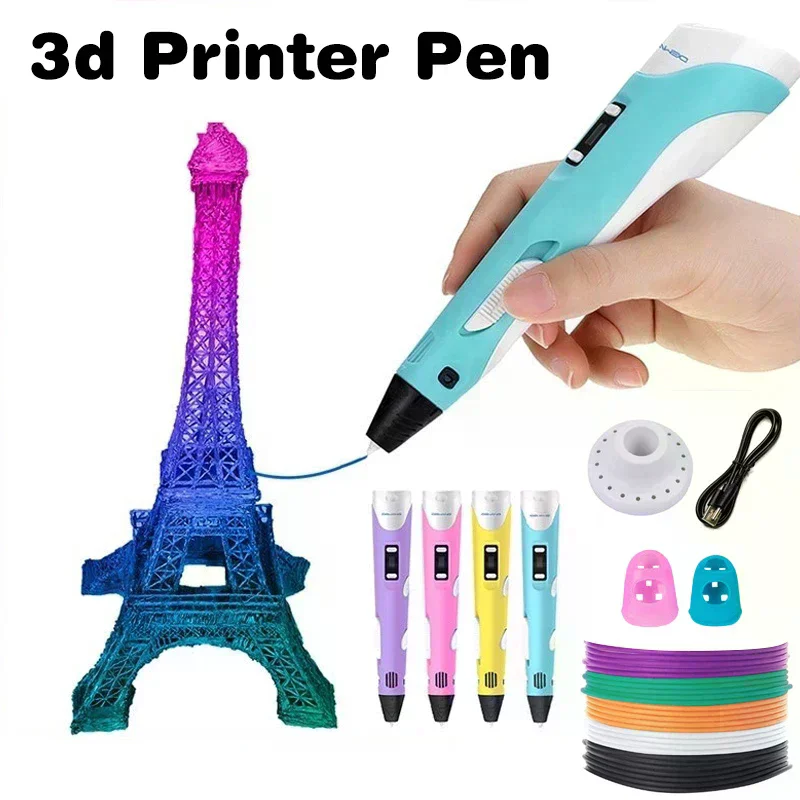 3D 프린팅 펜 디지털 디스플레이 지능형 펜으로 낙서 그림 그리기, USB 케이블 포함