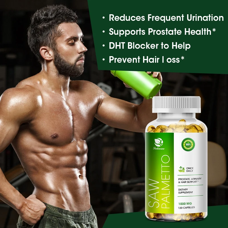 Lukaree Organic Saw Palm Capsule Prostate & Urinary Health Frequent Urination Men's Prostate Supplement Health Food Hair Growth