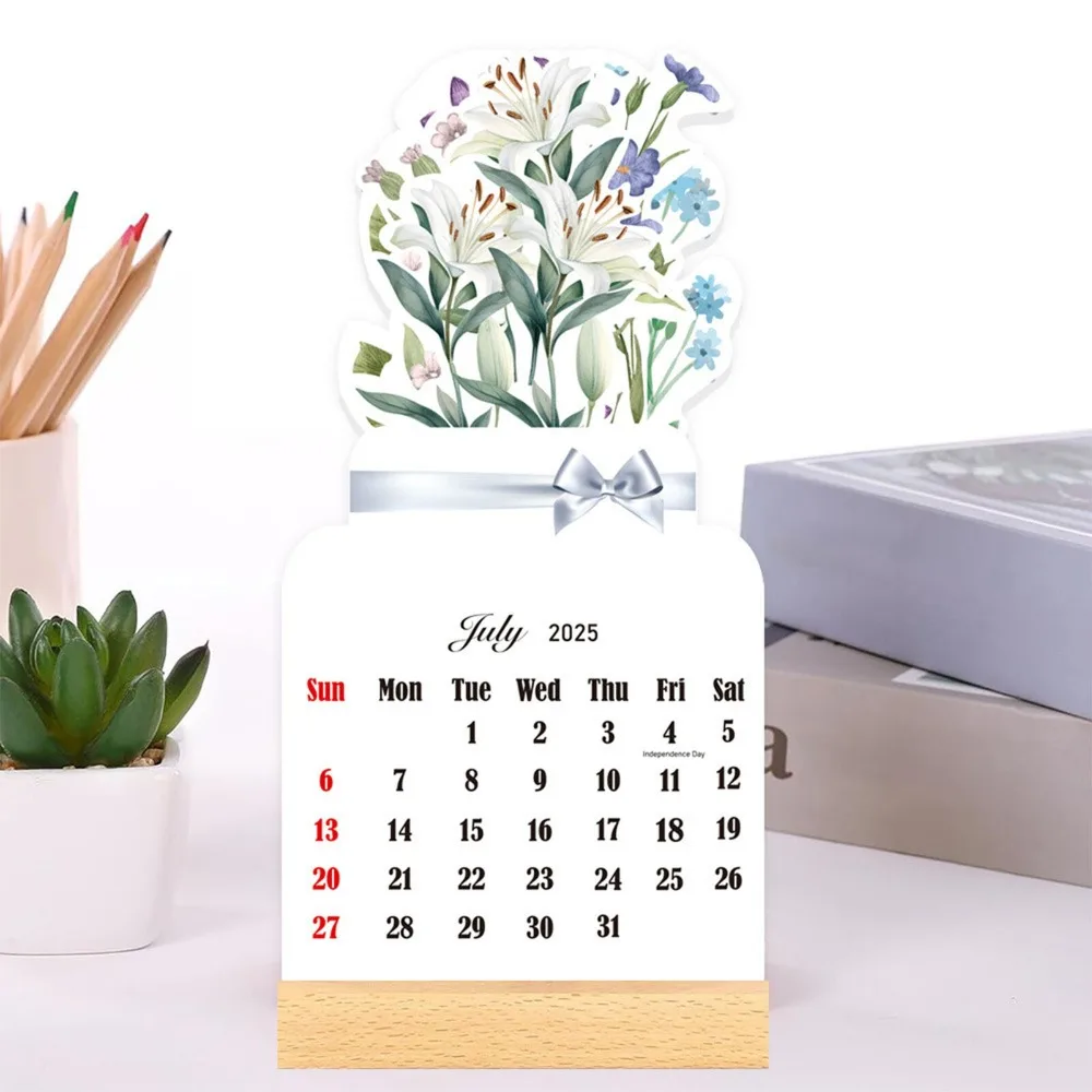 New Year Bloomy Flowers Desk Calendar Monthly Planner Vase Shaped Desk Calendar With Detachable Base Countdown Calendars