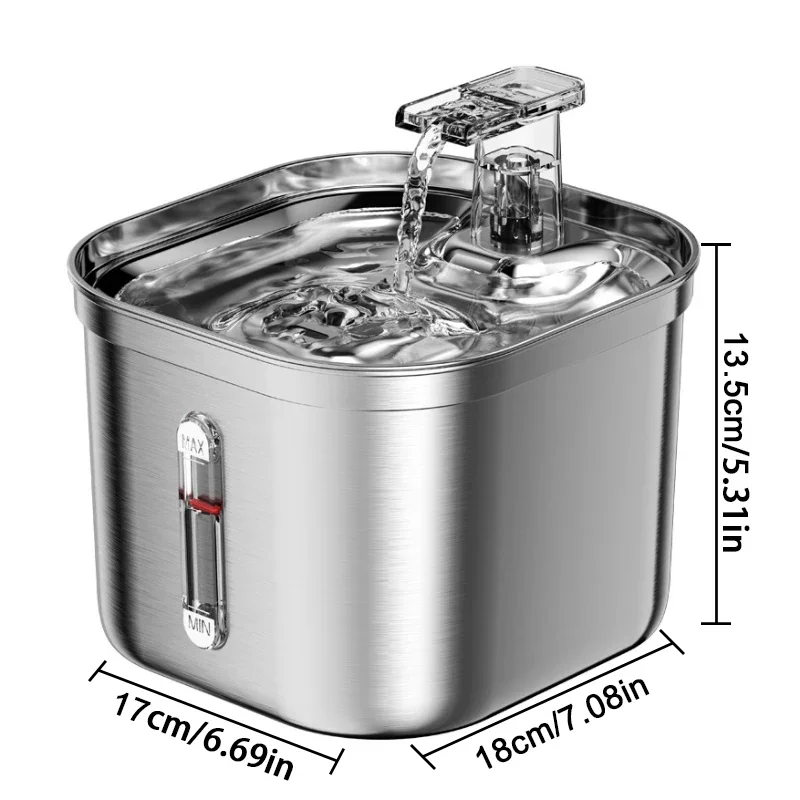 Cat Water Fountain 2.2L/73oz Cat Water Fountain Stainless Steel Pet Water Fountain for Cats Inside 1Filters&Ultra-Quiet Pump Dog Pet