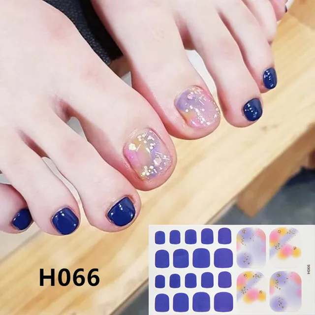 22tips Korea Toe Nail Sticker Wraps Adhesive Decals Toenail Polish Strips DIY Pedicure Foot Decals Manicure Women H066