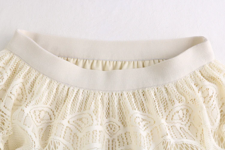 Elegant Lace Hollow Skirt Retro Pleated Hem