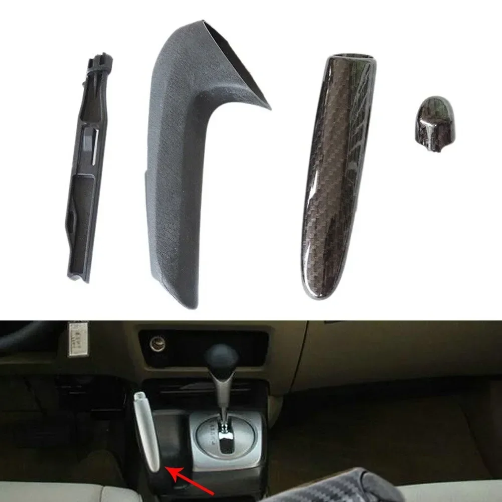 Car Front Hand Brake Handle Cover For Honda Civic Coupe Sedan 2006-2011 Carbon Fiber Style Front Hand Brake Trim Cover handbrake button cover