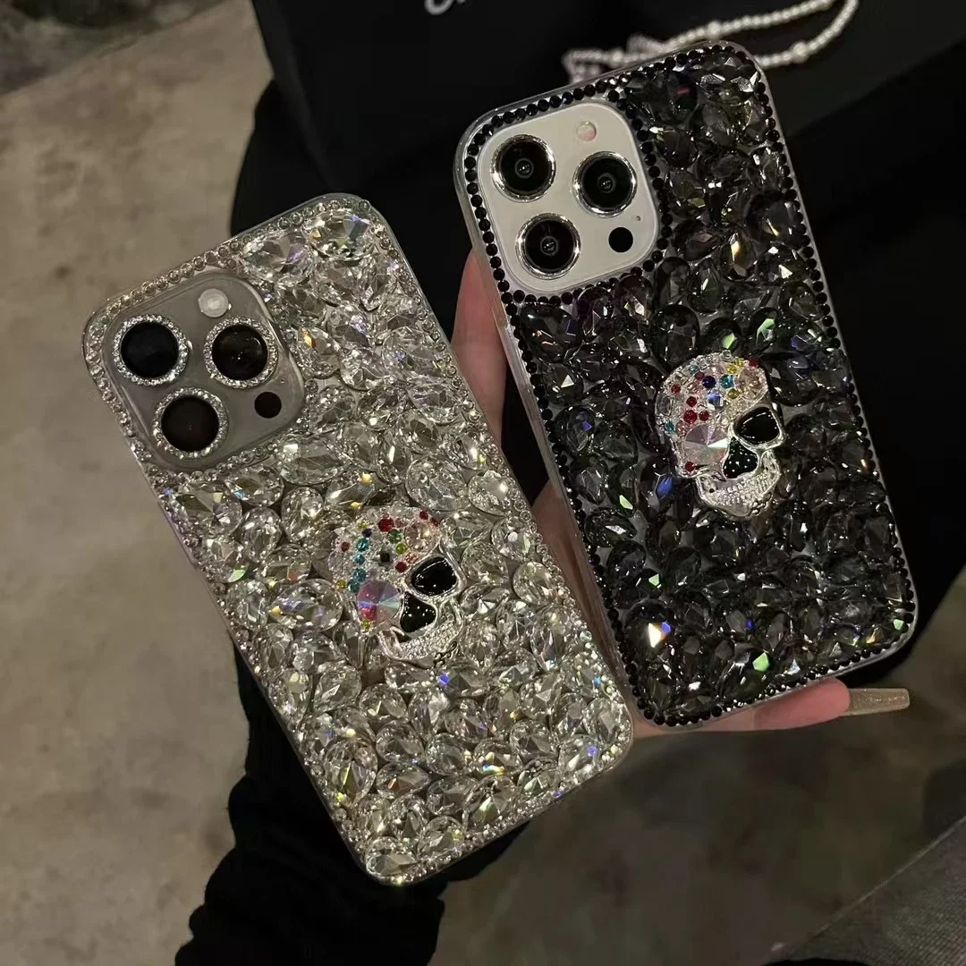 Diamond Phone Case for Samsung Galaxy A54 A25 A35 A55 A05S A06 A12 A13 A14 A15 A16 A05 Skull Rhinestone Case Cover coque Capa