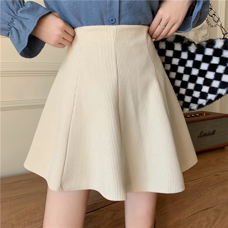 

Corduroy Mini Skirt Korean High Waist Slim Sweet Women A-Line Skirt Loose Harajuku Skirts Ball Gown Streetwear Casual Short N896