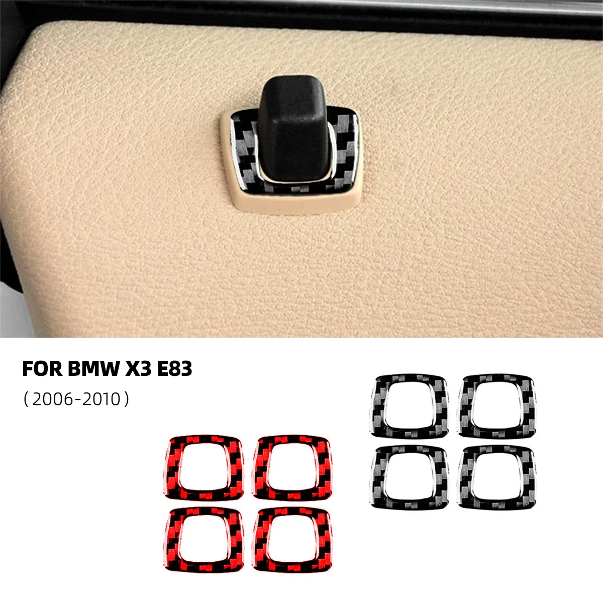 

4pcs For BMW X3 E83 2006-2010 Carbon Fiber Car Sticker Car Door Lock Circle Ring Cover Car Accesorios Para Auto Car Accessories