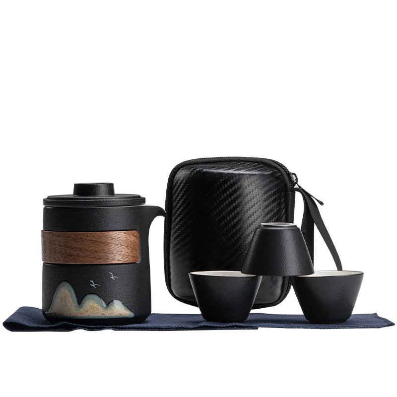 

Japanese Camping Cup Travel Tea Set Kung Fu Tea Set Ceramic Kung Fu Tea Cup Porcelain Teaset Gaiwan Chinese Porcelain