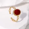 Bagues géométriques Vintage rouge goutte à goutte d'huile pour femmes, en acier inoxydable, couleur or, ouverture en cœur, bagues réglables, bijoux, nouveau 2025