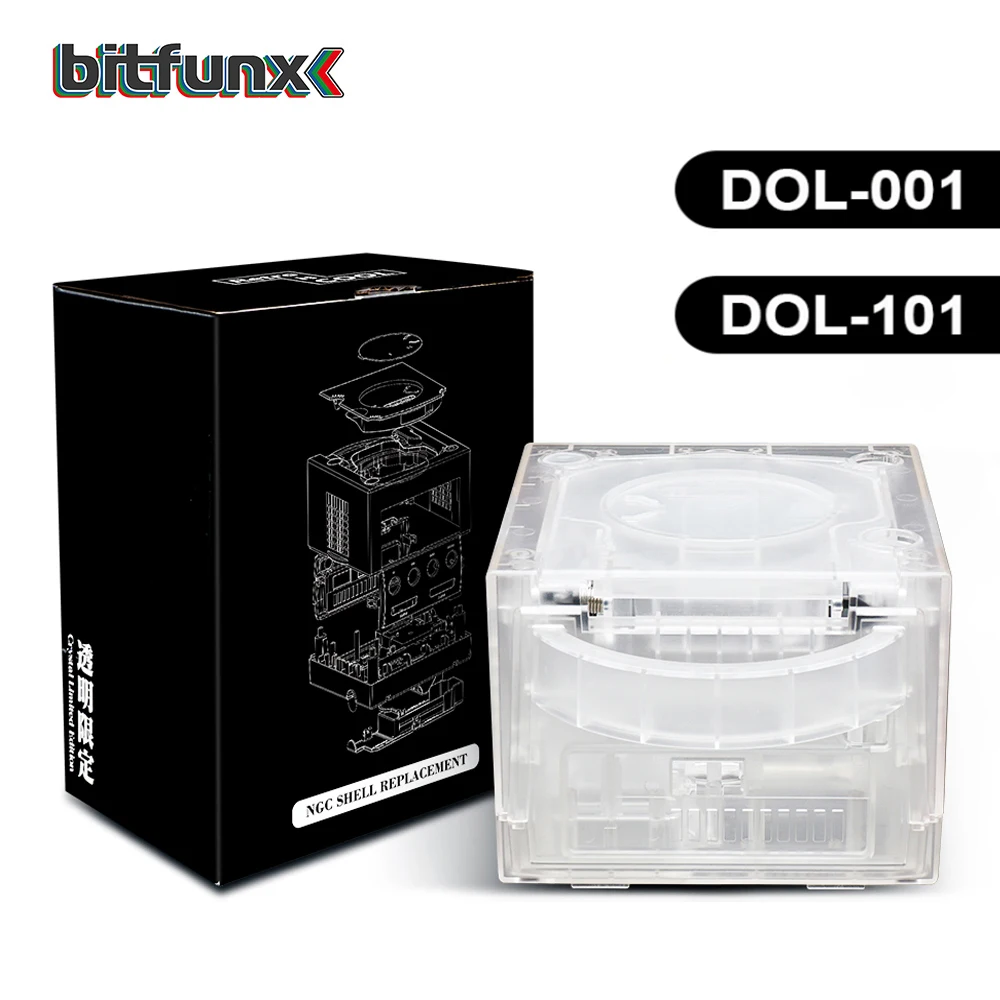 Bitfunx Gamecube NGC Replacement Shell Transparent Case for Gamecube NGC GC Purple Translucent Black