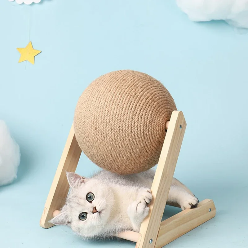 고양이 크래처 공 장난감, 씨잘과 나무, 안정적인 삼각형 고양이, 실내 물건, 튼튼한 긁힘, 멋진 긁힘, 스탠드 스핀